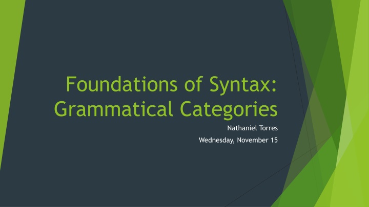 Foundations of Syntax: Grammatical Categories
