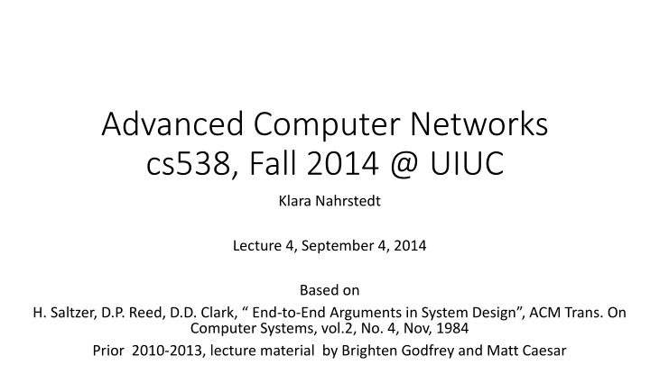 Advanced Computer Networks