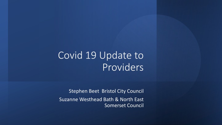 Covid 19 Update to  Providers