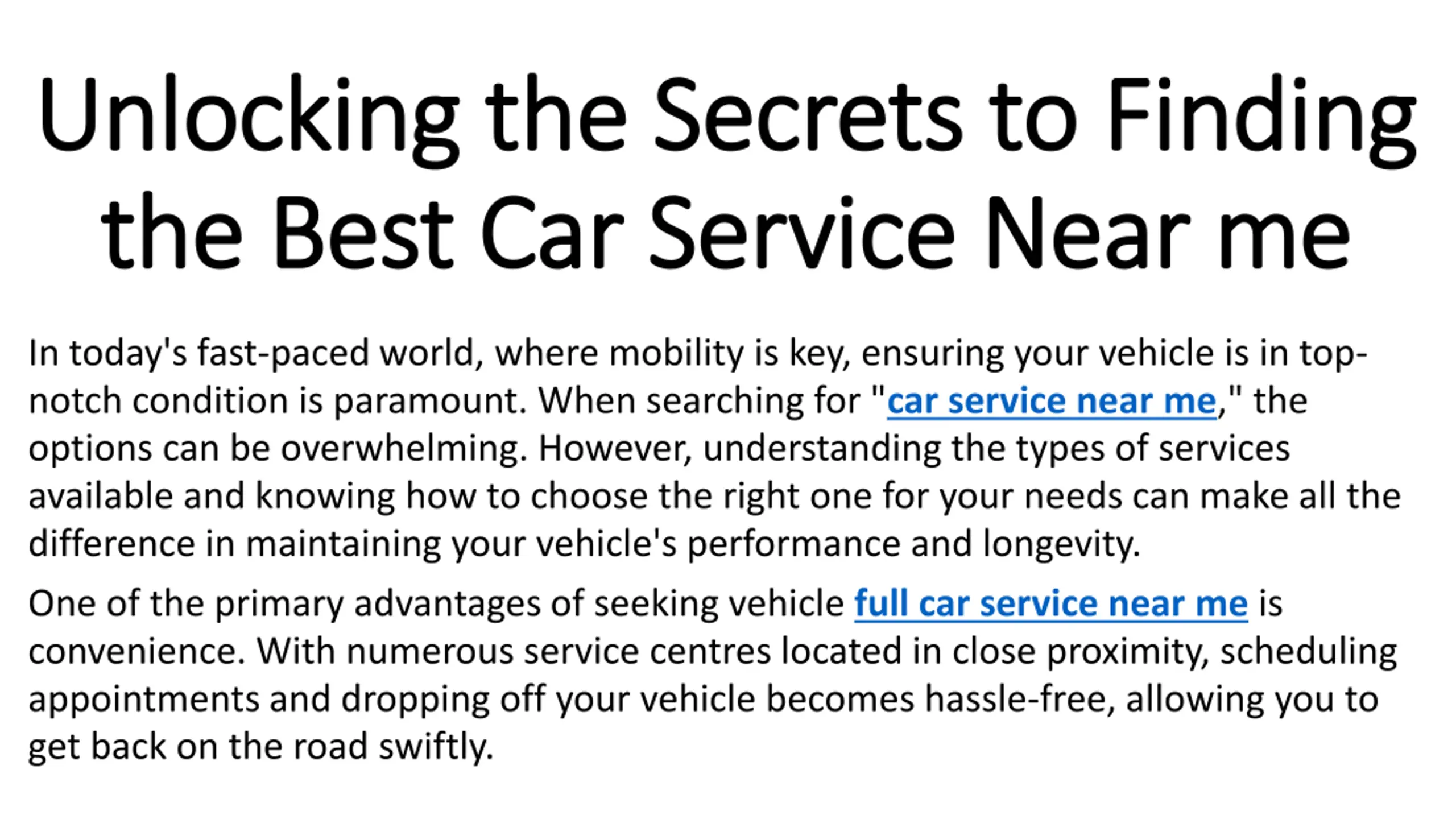 Unlocking the Secrets to Finding the Best Car Service Near me