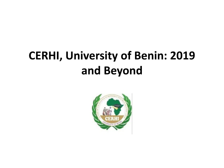 CERHI University of Benin Strategic Objectives Beyond 2019