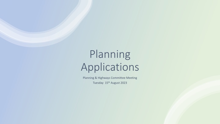 Planning Applications Committee Meeting - Neighbourhood Plan Proposal