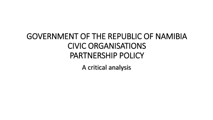 Analysis of Civic Partnership Policy in Namibia