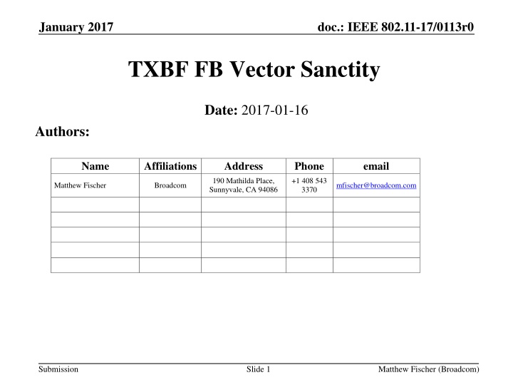 TXBF FB Vector Sanctity