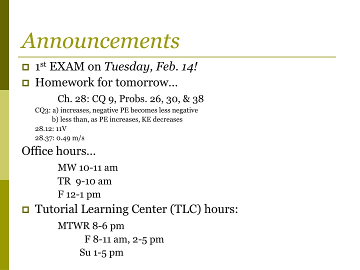 Announcements