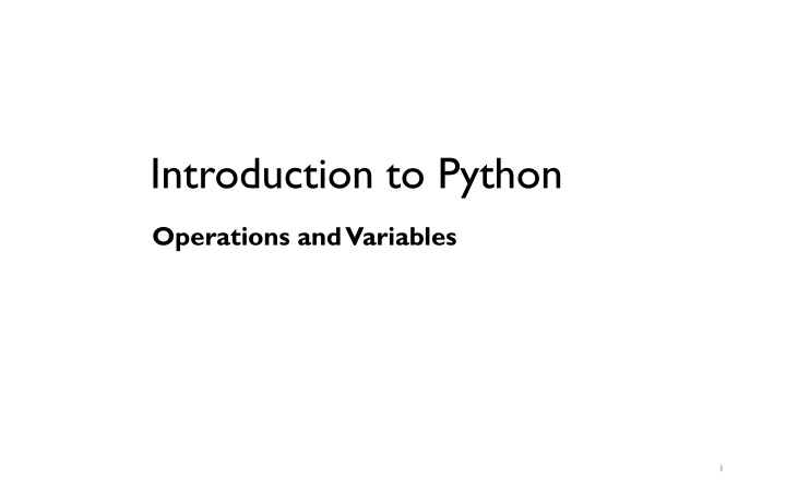 Introduction to Python