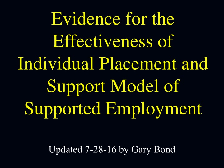 Effectiveness of Supported Employment Model