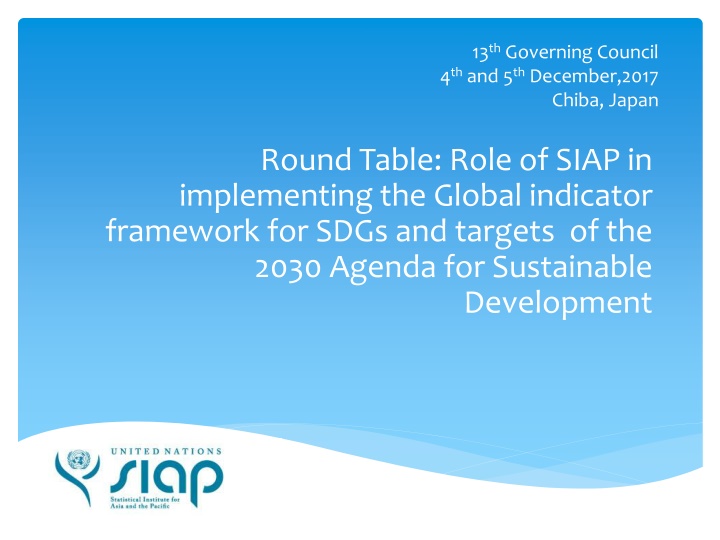 Role of SIAP in Implementing Global Indicator Framework for SDGs