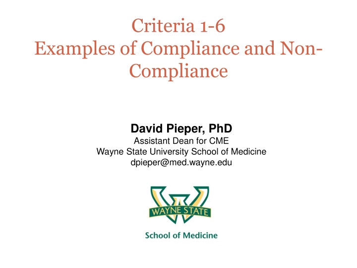 Compliance & Non-Compliance Examples in CME