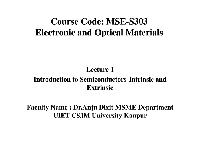 Introduction to Electronic and Optical Materials