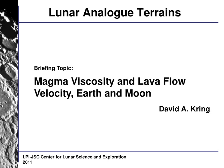 Lunar Analogue Terrains
