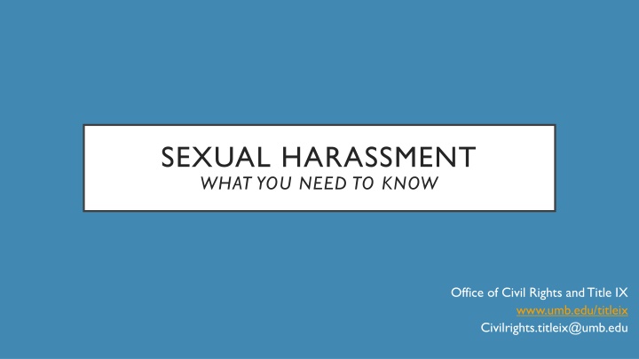 SEXUAL HARASSMENT