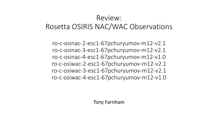 Rosetta OSIRIS NAC/WAC Observations