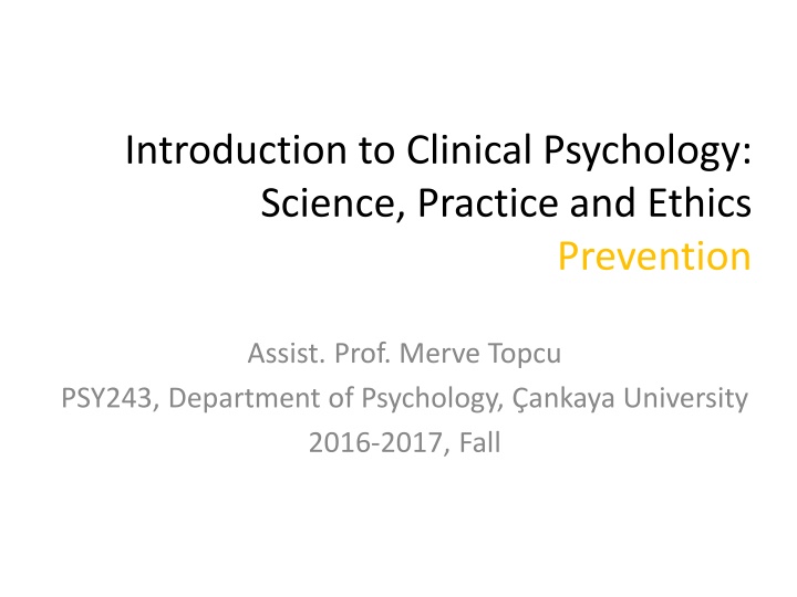 Prevention Programs and Approaches in Clinical Psychology