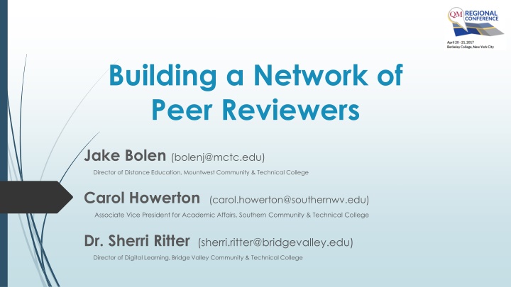 Building a Peer Reviewer Network in Southern WV