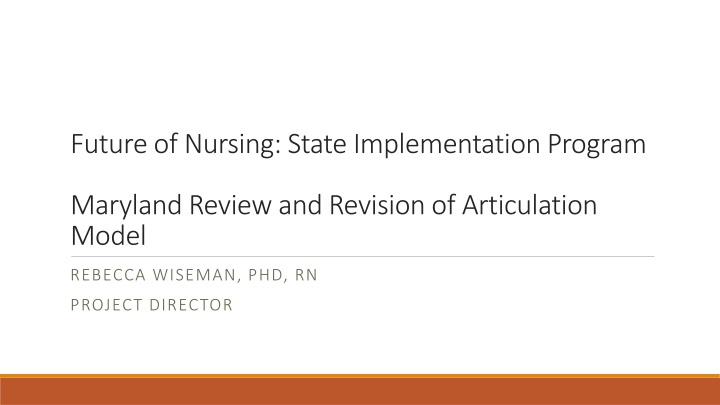 Maryland Nursing Articulation Model Revision
