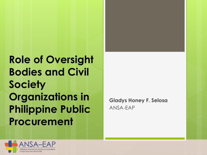 Oversight in Philippine Public Procurement