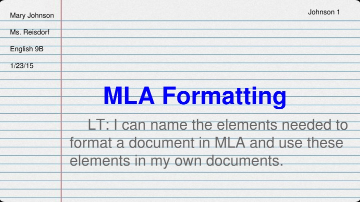 Formatting in MLA Style