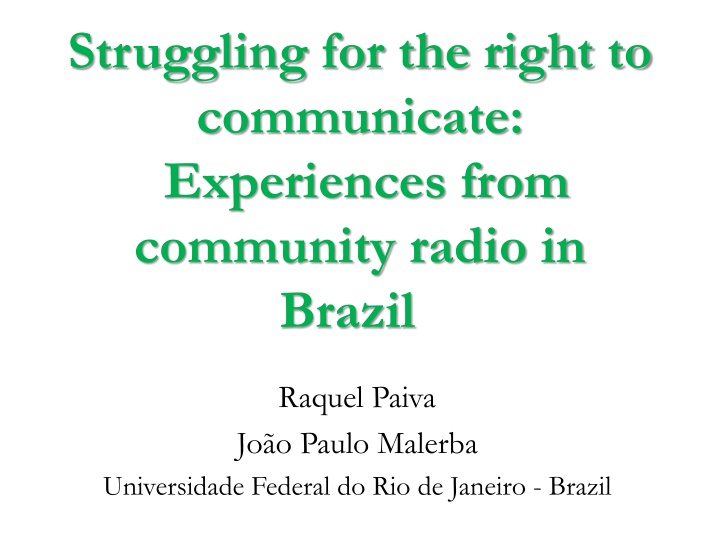 Community Radio in Brazil: Struggles and History