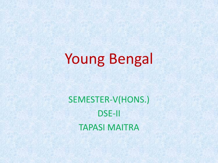 Young Bengal Movement: Historical Overview