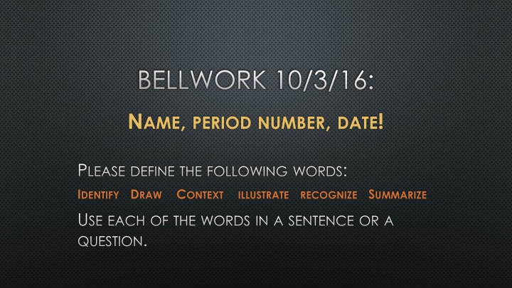 Bellwork and Literary Analysis: Vocabulary, Literary Terms, Quiz, and More