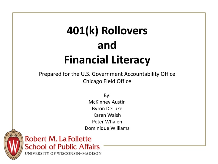 401(k) Rollovers and Financial Literacy Research