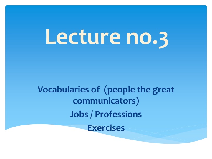 People and Professions: Vocabulary and Jobs