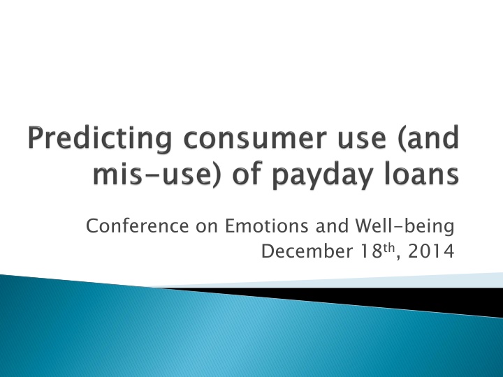 Conference on Emotions and Well-being December 18th, 2014