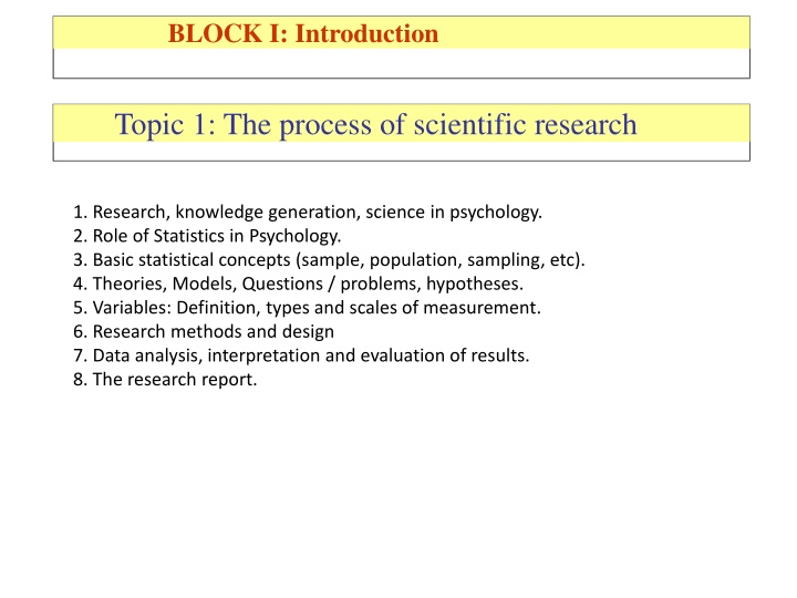 Scientific Research in Psychology: Knowledge Generation and Methods