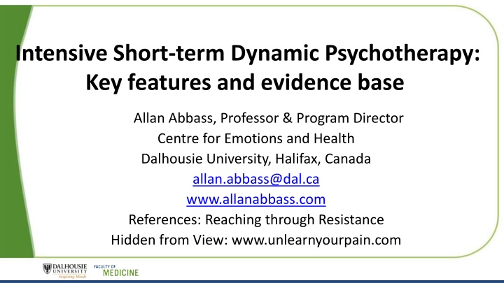 Key Features of Intensive Short-term Dynamic Psychotherapy