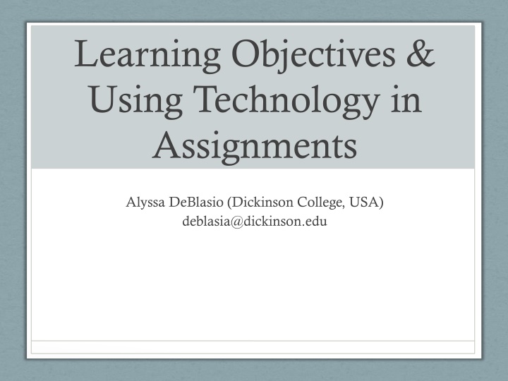 Learning Objectives in Assignments