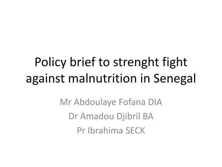 Strengthening Fight Against Malnutrition in Senegal
