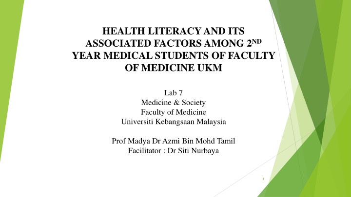 Health Literacy Among 2nd Year Medical Students at UKM Faculty of Medicine