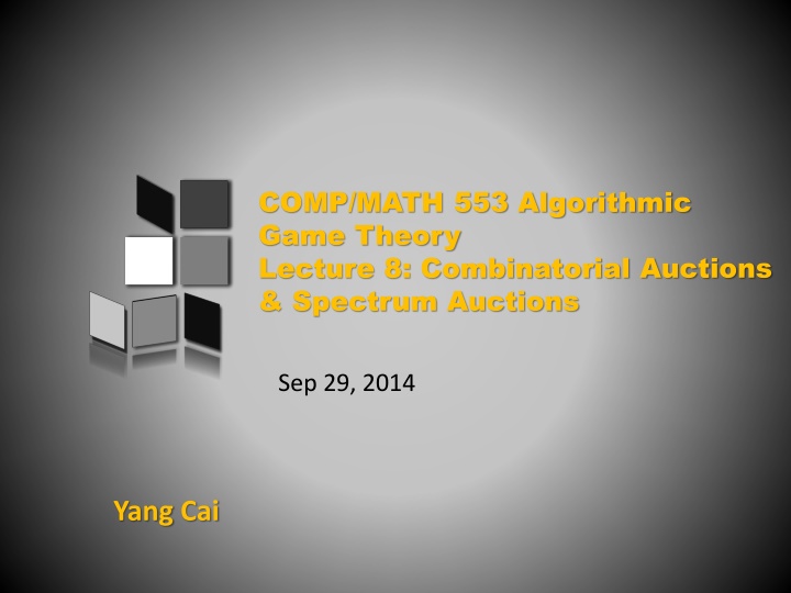 Algorithmic Game Theory: Combinatorial & Spectrum Auctions Overview