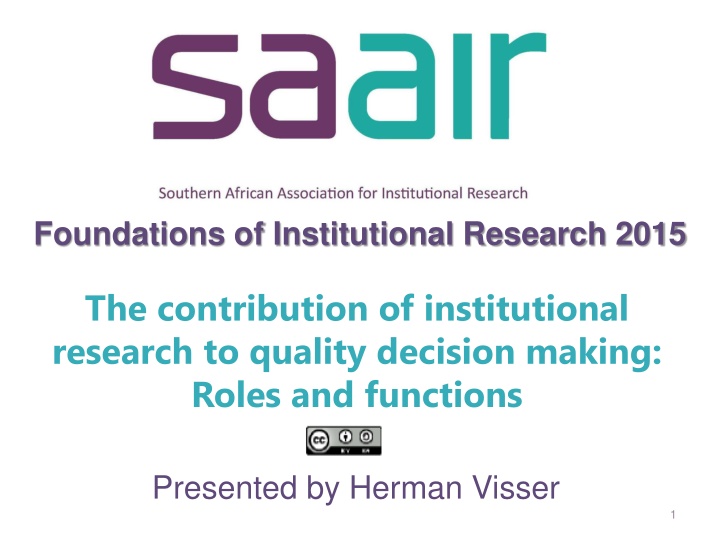 Contribution of Institutional Research to Decision Making
