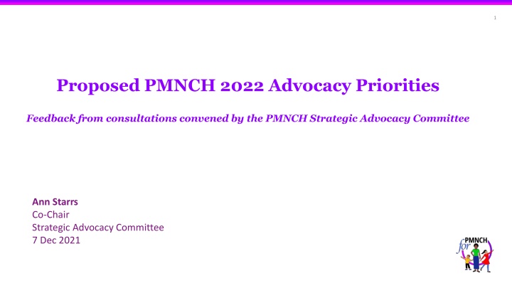 Proposed PMNCH 2022 Advocacy Priorities Feedback & Goals