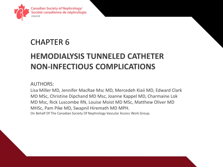Non-infectious Hemodialysis Catheter Complications: Causes, Treatment Strategies