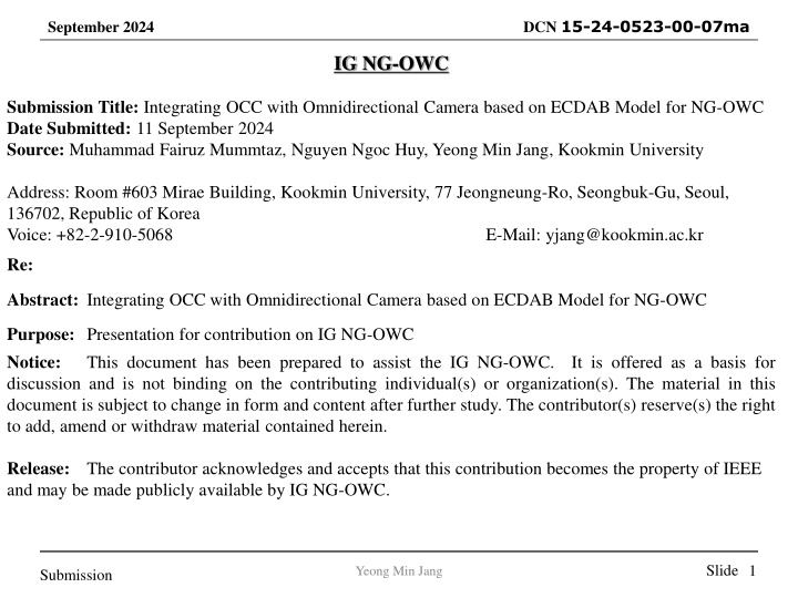 Integrating OCC with Omnidirectional Camera based on ECDAB Model