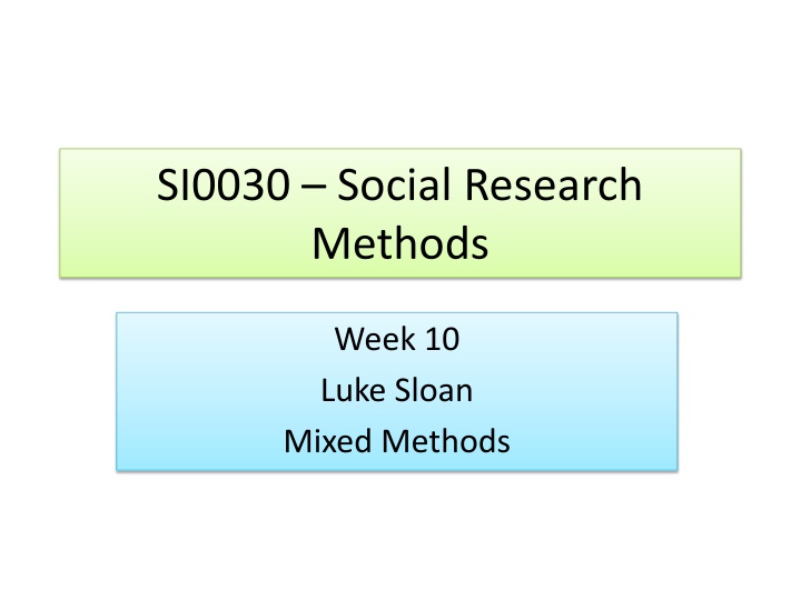 Mixed Methods in Social Research