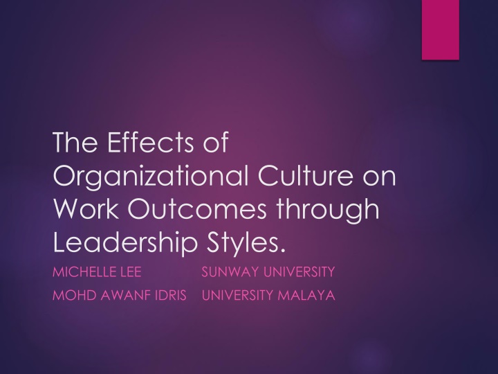 Effects of Organizational Culture on Work Outcomes