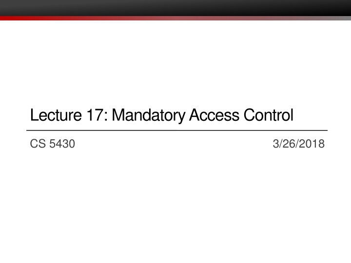 Overview of Access Control Models and Security Levels