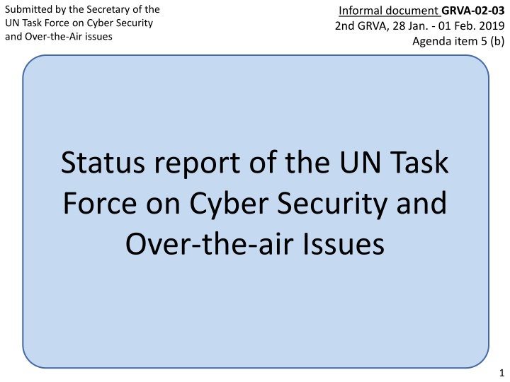 Overview of UN Task Force Activities on Cyber Security