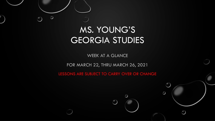 Georgia Studies Week at a Glance March 22-26, 2021
