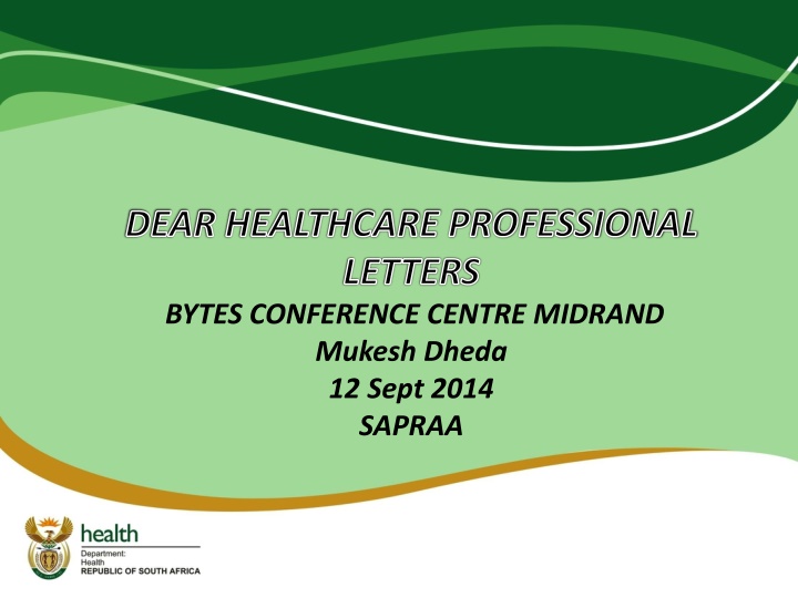 DEAR HEALTHCARE PROFESSIONAL LETTERS