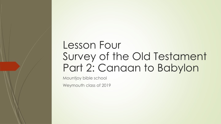 Survey of the Old Testament: Canaan to Babylon Mountjoy Bible School