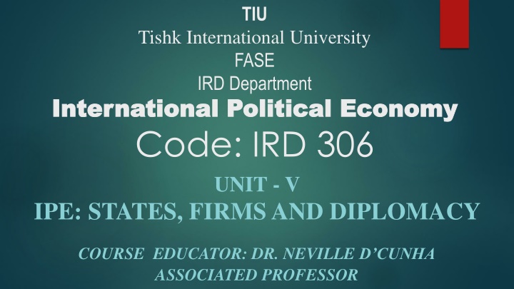 International Political Economy - States, Firms and Diplomacy
