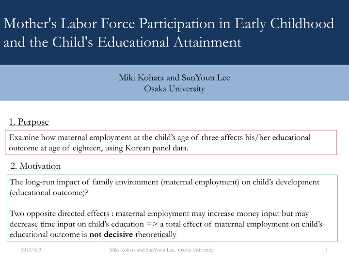 Maternal Employment and Long-Term Educational Outcomes