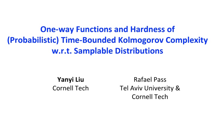 One-Way Functions and Hardness in Cryptography