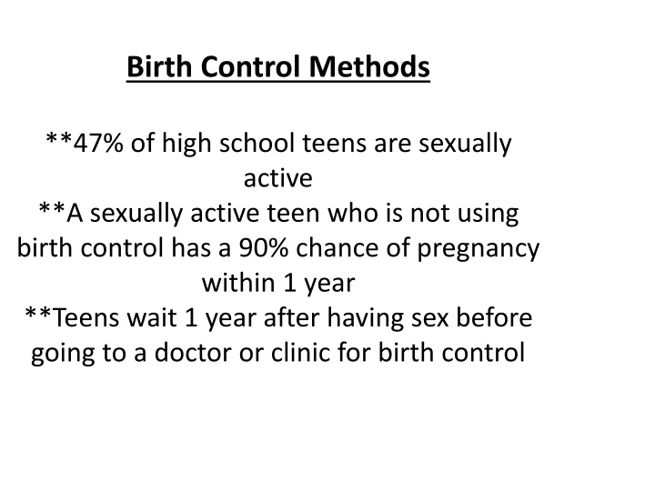 Teen Birth Control Methods