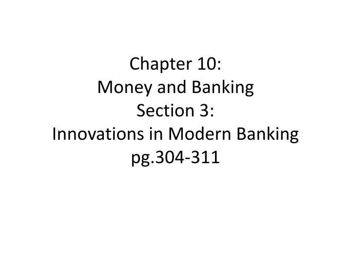 Services Provided by Modern Banks